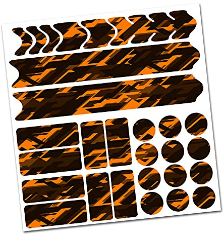 AlphaShield Cykelramsskydd för MTB och BMX, Lackskyddsfilm R159 R161, Kolfiberfilm (14 Future Neon, orange)