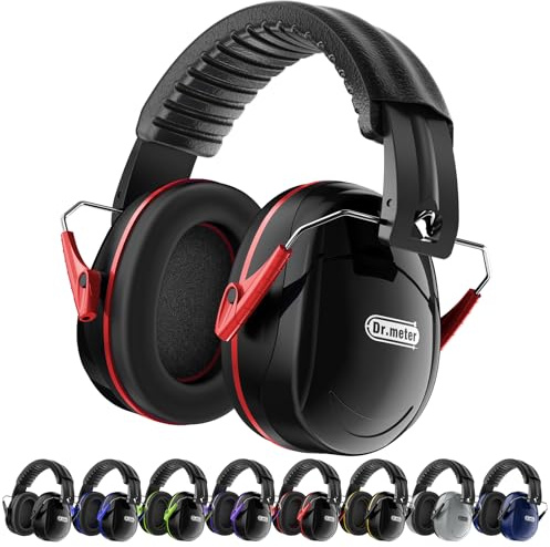Dr.meter Ear Protection Ear Muffs, 31dB Noise Reduction Safety Earmuffs with Adjustable Headband for Adults Kids Autism Sensory Hearing Protection, Earmuff for Range Mowing, Hunting, Monster Jam