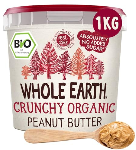 Whole Earth Bio Erdnussbutter Crunchy | Peanut Butter | Vegan | Naturprodukt ohne Palmöl | ohne zugesetzten Zucker | Protein | Perfekt für Sportler | 1kg