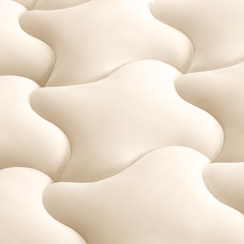 SLEEP ZONE Matratzenauflage, gesteppter Matratzenschoner mit 20,3–53,3 cm tiefer Tasche, bequeme Matratzenauflage, atmungsaktiver Matratzenbezug für alle Altersgruppen (Beige, California King)