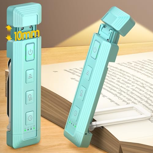 Glocusent Book Light, Reading Light with Extendable Flexible Light Head, 5 Enhanced Brightness, Sleep Aid & Timers, USB Rechargeable Reading Lights for Books in Bed, Ideal for Book Lovers (Mint)