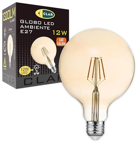 CLAR – vintage glödlampa E27 G125 12 W, Edison LED, retro glödlampa E27 2500ºK (1-pack)