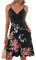 AUSELILY Sommerkleider Damen V-Ausschnitt Damen Leicht Und Luftig Ärmellos Sexy Träger Strand Trägerkleid mit Taschen（Schwarze Rose Schwarz,L