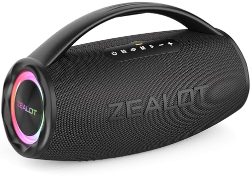 ZEALOT Cassa Bluetooth,80W Altoparlante Bluetooth con Bassi di Aumento,Impermeabile IPX6,Luce LED,Bluetooth 5.2,Cassa Bluetooth per Campeggio,Spiaggia,Regal
