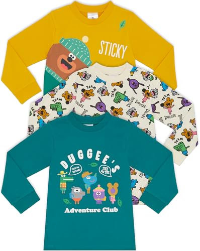 Hey Duggee 3 Pack 100% BCI Combed Cotton Long Sleeved T-Shirts Tops - 3-4 Years 104cm Multicoloured
