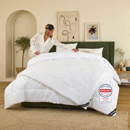 DREAMWAY - Edredón Relleno Nórdico 4 Estaciones 200x200 cm para Cama 105/120 - Bedding Edredón de Fibra 150+300 gsm Suave, Caliente y Cómodo Blanco