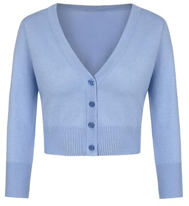 MINTLIMIT Summer Cardigan for Women Vintage 50s Bolero Shrug Cropped Length Cardigan (Sky Blue L)
