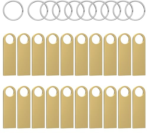 ABLAZE USB Stick 16GB 20 Piezas, Memoria USB Resistente al Agua 16GB USB Sticks de Metal Paquete de 20 para Laptop, Computadora, TV, Auto
