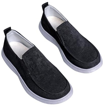 BiJerou Zapatillas de deporte para hombre sin cordones de lona – Zapatillas de ocio ligeras para mayor comodidad y estilo, transpirables y flexibles, ideales para uso diario y looks casuales, Negro ,