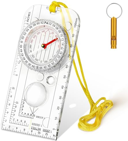 flintronic Bussola di Navigazione, Bussola da Escursionismo Impermeabile, Direzione Magnetica, Compass di Orientamento, per Mappe, Navigazione, Orienteering, Sopravvivenza, Backpacking -Trasparente