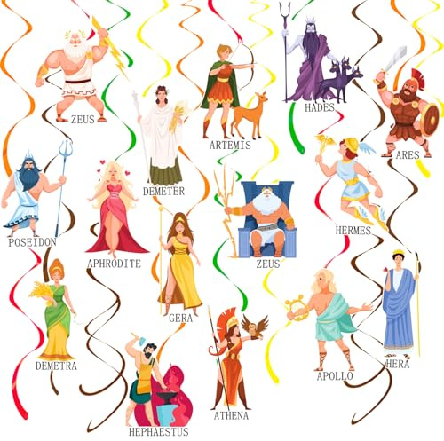 Greek Mythology Party Hanging Swirls 20PCS Greece Gods Party Decorations Goddesses Hanging Decoration Ancient Greek Mythology Cutout Streamers for Birthday Baby Shower Supplies