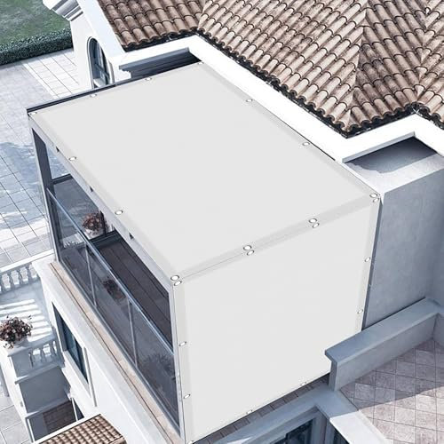 Waterproof Sun Shade Sail 3 x 3.6 m Polyester UV Block Made to Measure Garden Screening Shade Netting Sun Sail with Free Rope for Pergola Party, White