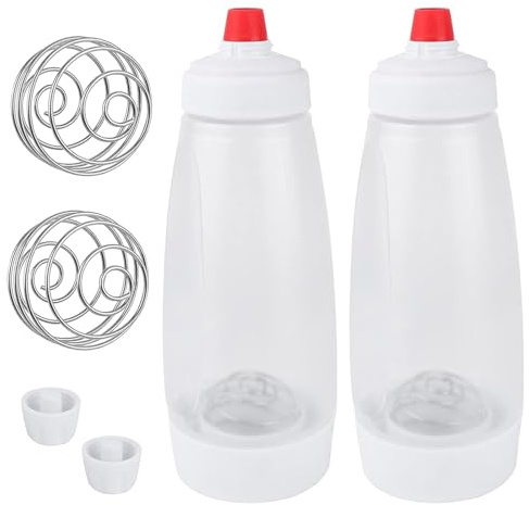 2 Pezzi Bottiglia per Distributore di Pastella per Pancake, Bottiglia di Spremitura del Pancake in Plastica Leggera con Scala di Misurazionea, Dosatore per Pastella 1000ML, per Waffle Crêpe Muffin e W