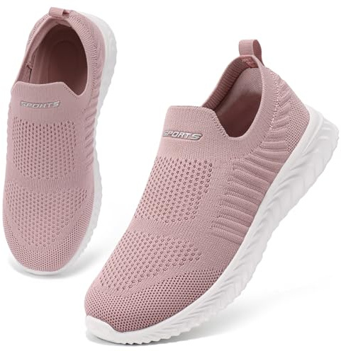 HKR Scarpe da ginnastica da donna Slip on Sneakers Comode scarpe da ginnastica da infilare Scarpe sportive leggere Scarpe traspiranti Scarpe da tempo libero, rosa scuro, 42 EU