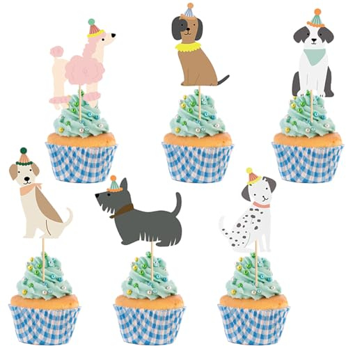 36 Pièces Décoration Gateau Chien, Décorations Cupcake Chiens, Convient Pour Fête à Thème Chien, Anniversaire, Fournitures De Fête d'anniversaire de Enfants Filles Garçons