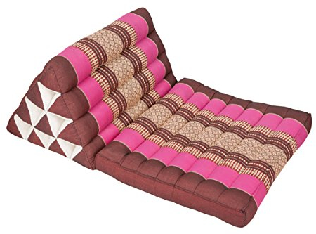 Handelsturm Thaikissen mit Dreieck und 1 Auflage, Bodenkissen aus Thailand, buntes Kissen mit Füllung aus Kapok, Sitzkissen aus Asien pink und rot