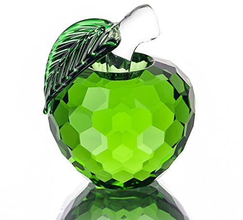 H&D Briefbeschwerer aus Glas, Apfel-Sammelfiguren, 40 mm, Kristallgrün