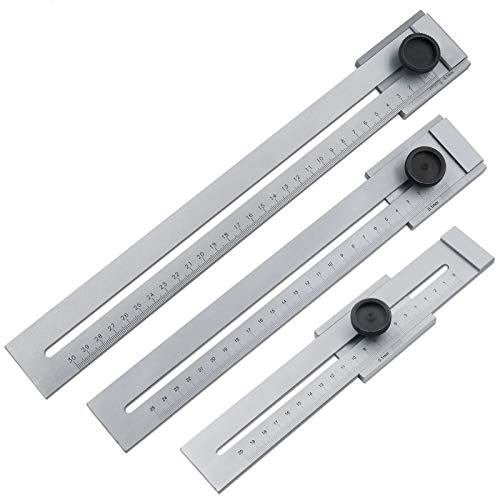 BE-TOOL 0-200mm Stainless Steel Marking Gauge，Woodworking Measuring Tools Metal Marking Gauge, Light Gray (1 Piece)