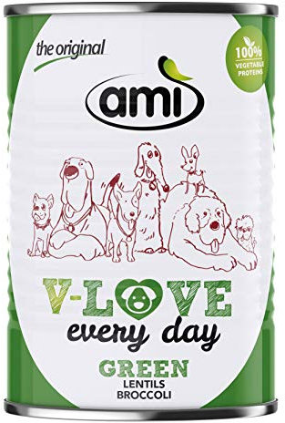 AMÌ Veganes Nassfutter für Hunde V-Love Green, 12er Pack (12 x 400 Grams)