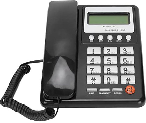Annadue KX‑T8001CID Telefono Fisso da Tavolo Telefono con Filo con Display LCD ID Chiamante Telefono da Ufficio con Display Semi-Vivavoce Trasparente per Casa Hotel Ufficio(Nero)