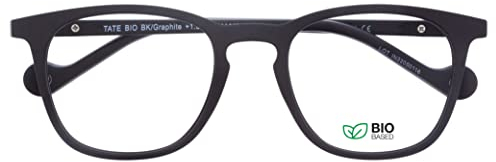 DIDINSKY Gafas de Lectura o Presbicia Graduadas Anti bluelight Anti Luz Azul para Hombre y Mujer. Tacto Goma, Material Biodegradable y Cristales Anti-reflejantes. Graphite Bio +1.5 – TATE BIO