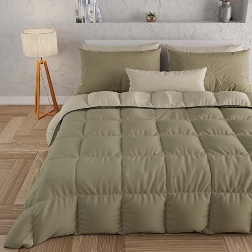 PETTI ARTIGIANI ITALIANI - Edredón de Matrimonio Maxi de Invierno, edredón de Matrimonio Maxi, Color Liso, Doble Cara, Color Gris Pardo, 100% Fabricado en Italia