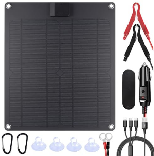 Lixada 15W Solar Panel,12V Portable Waterproof Flexible Monocrystalline Silicon Outdoor USB Solar Charging Panel Mobile Power Solar Charger for Fan,Cellphone,Security Camera Outdoor