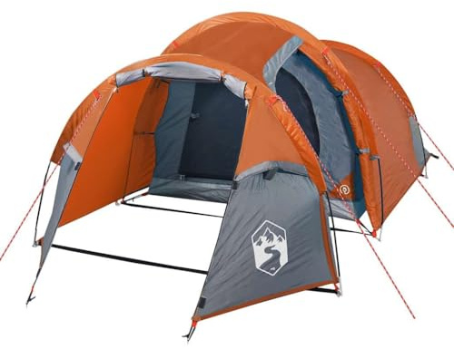 vidaXL Tente de Camping Tunnel 3 Personnes, Tente d'Ombrage avec Sac de Transport, Auvent de Camping, Abri de Jardin, Orange Imperméable