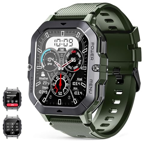 Smart Watch for Men Answer/Make Calls, 2.02 Touch Screen Smart Watches with Step Counter, Heart Rate Sleep Monitor, 100+ Sport Modes, Fitness Tracker, 1ATM Waterproof Smartwatch for Android iOS