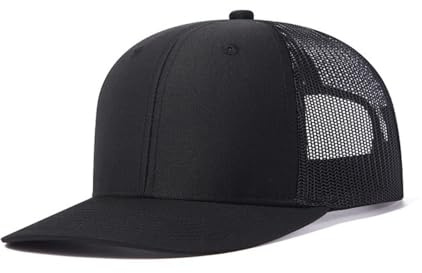 Casquette de camionneur pour hommes avec maille, casquette en maille réglable, casquette de baseball d’été respirante avec boucle réglable pour l’extérieur, le sport et les voyages, noir A, taille
