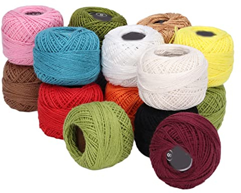 16 Pezzi di Filo di Cotone per Uncinetto, Filo Uncinetto Cotona, Gomitolo di Filato Gomitoli di Filati di Cotone Filato da Ricamo Filo di Colore Arcobaleno Fili per Punto Croce Forniture per Cucire