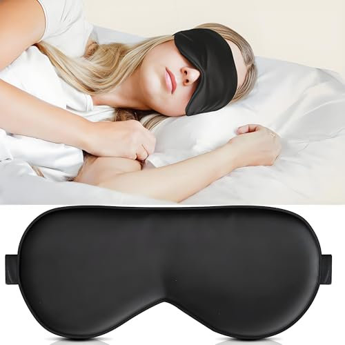 Sleep Mask, 100% Real Natural Silk Eye Masks with Adjustable Strap for Sleeping, Mulberry Silk Eye Sleep Shade Cover, Blocks Light Reduces Puffy Eyes Traveling Gifts