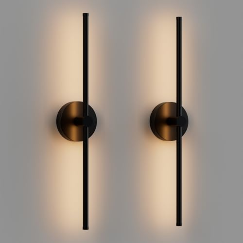 ZAGO 24 Inch LED Indoor Linear Wall Sconces Set of Two, 3CCT Switchable, Matte Black, Hardwired and Wall Mounted, Dimmable for Living Room, Hallway, Bedroom, 120-277V, 14W, 900LM, ETL Certified