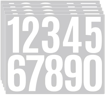 MVPACKEEY 5pcs White Number Stickers, 3Inch, Waterproof, Self-Adhesive, Suitable for Door, Mailbox, Bin Numbers