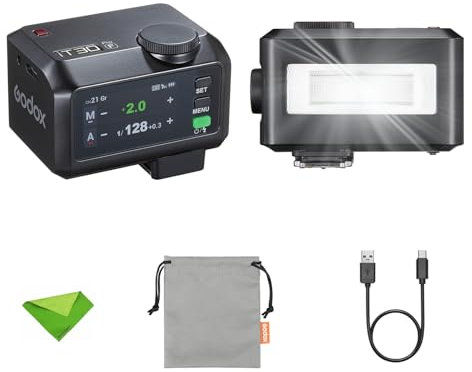 Godox IT30PRO F IT30PRO-F TTL Blitz für die Fujifilm-Kamera, GN15 1,5S-Recycle-Zeit, 560 Vollleistungblitz, 1/8000 HSS, 2,4 g drahtlos, 2,8 ″ Vollfarbener Touchscreen-Speedlight (schwarz)