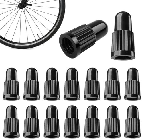 FOMGIIN Lot de 20 bouchons de valve de vélo - Capuchons de valve de pneu français - Capuchons de valve de pneu de vélo - Capuchons anti-poussière pour vélo de route Presta - Noir