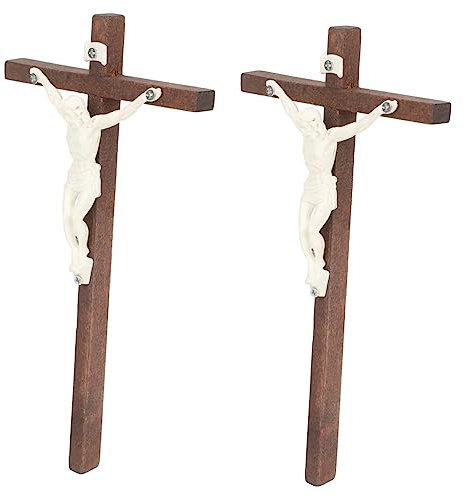 POPETPOP 2 Pezzi Ornamenti Di Preghiera Piccolo Croce Da Muro Crocifisso Da Muro Croci Parete Del Crocifisso Decorazioni Croce Murale Gigante Attraverso Arredamento Antico Parete Di Legno