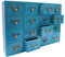 RUETERY Apothekerschrank, Holz Schubladen Kommode mit 16 Schubladen Kleine Kommode, Vintage schubladenbox für Home Office Desk Organisation, 50.5x9.5x35cm