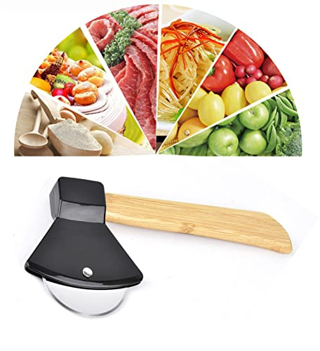 Tyenaza Pizza Cutter Knife Good Slices Quickly Round Axe Ergonomically Handle for Home Restaurants (Black)