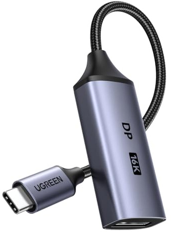 UGREEN Adattatore da USB-C a DisplayPort 2.1 16K a 60Hz 8K a 120Hz 4K a 240Hz Cavo Thunderbolt a DP HDR Dolby Compatibile con MacBook Pro/Air, Mac mini, iPad Pro/Air, iPhone 17/16