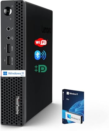 Lenovo Business Mini Desktop PC, AMD Processor, 4GB DDR4 RAM, 128GB PCIe SSD Drive, Dual Display Support, Wi-Fi, Bluetooth, USB & Ethernet Port, Windows 11 Pro, w/Keyboard & Mouse