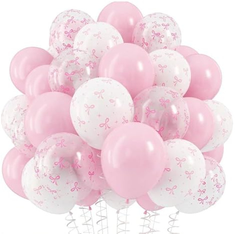 35 pezzi fiocchi decorativi per compleanno, palloncini rosa bianco, rosa fiocco, ghirlanda, palloncini in lattice, palloncini rosa da 12 pollici, per compleanno, festa principessa, matrimonio