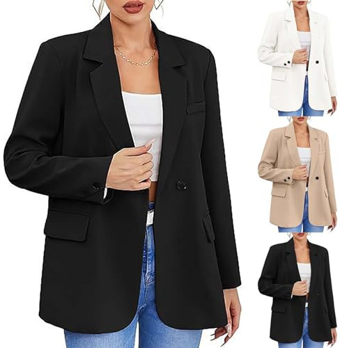 Blazer Dam elegant kostymjacka enkelknapp öppen front kavaj arbete kontor fritidsjacka reverskrage kavaj affärskläder enfärgad damblazer höst vinter övergångsjacka bekväm kofta