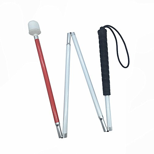 VISIONU Aluminio Baston Blanco para Ciegos y Baja Vision Plegable, 4 Secciones