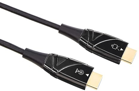 Amazon Basics HDMI Fiber Optic Cable, 18Gbps High-Speed, 4K@60Hz, 2160p, 48-Bit Color, Gold Plated, Audio Return, Ethernet Ready, 150 Foot, Black