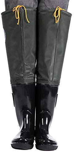 QTDZ Mehrzweck Regen Gummi Stiefel Herren Damen Leichte Tragen-Beständig Watstiefel VerDicket Super Hohe Wasser Hosen rutschfest PVC Wasser Schuhe Fishing Boots,Schwarz,41 EU