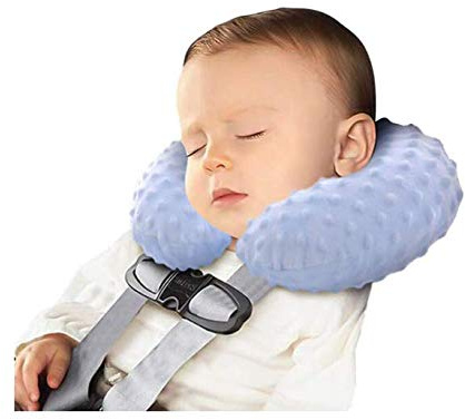 Oreiller de voyage pour bébé - Doux et gonflable - Coussin de cou pour siège de voiture, poussette, avion, train, enfants - Soutien du menton pour garçons et filles de 0 à 8 ans