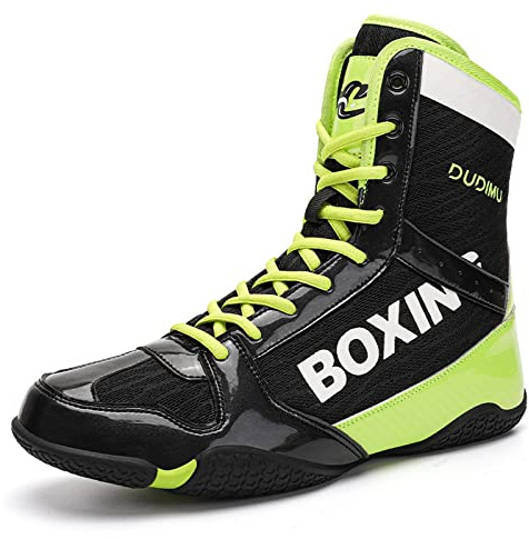 Scarpe da Boxe Uomo Scarpe da Lotta Adolescenti Scarpe da Muay Thai Kickboxing Sparring Pugili Allenamento Scarpe Arti Marziali Scarpe Traspiranti Bodybuilding Stivali da Boxe 36-46, Verde, 38 EU