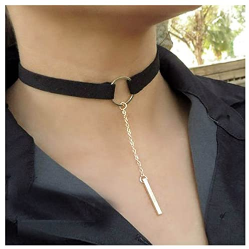 Cimenexe Bohème Halsband Und Silber Bar Anhänher Halskette Hohlkreis Samt Schmuck Für Frauen Und Mädchen Mono-Color Geschenke