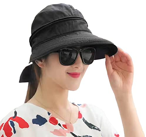 Sonnenhut Damen Strandhut Sonnenschutz Sommerhut mit Reißverschluss Breite Krempe Kappe Faltbar Visor Cap Abnehmbar Sonnenmütze Atmungsaktiv Frauenhut Outdoor Schirmmütze für Reisen Camping Golf